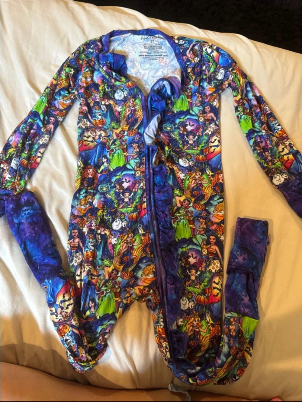 Kids Halloween Character Footed Pajamas - Purple Multi